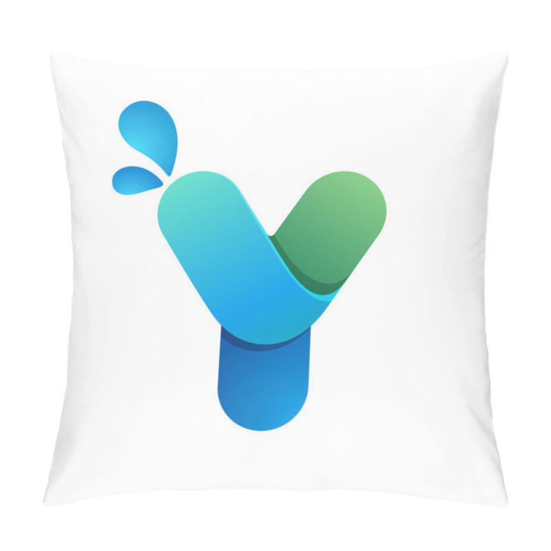 Personality  Y Letter With Water Waves And Drops. Pillow Covers