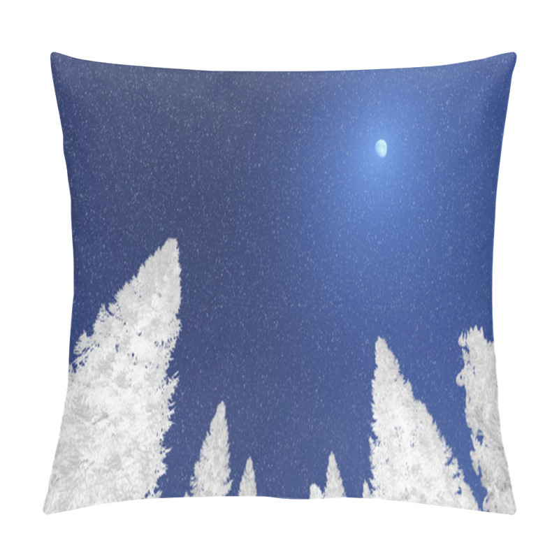 Personality  Snowy Fir Treetops Against Night Sky Look Up Pillow Covers