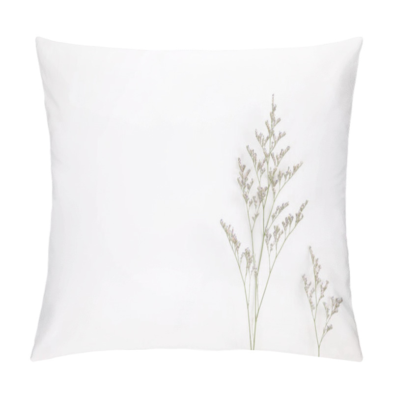 Personality  Caspia Flower Little Purple Flower Plant Isolated In White Background In Top View Pillow Covers