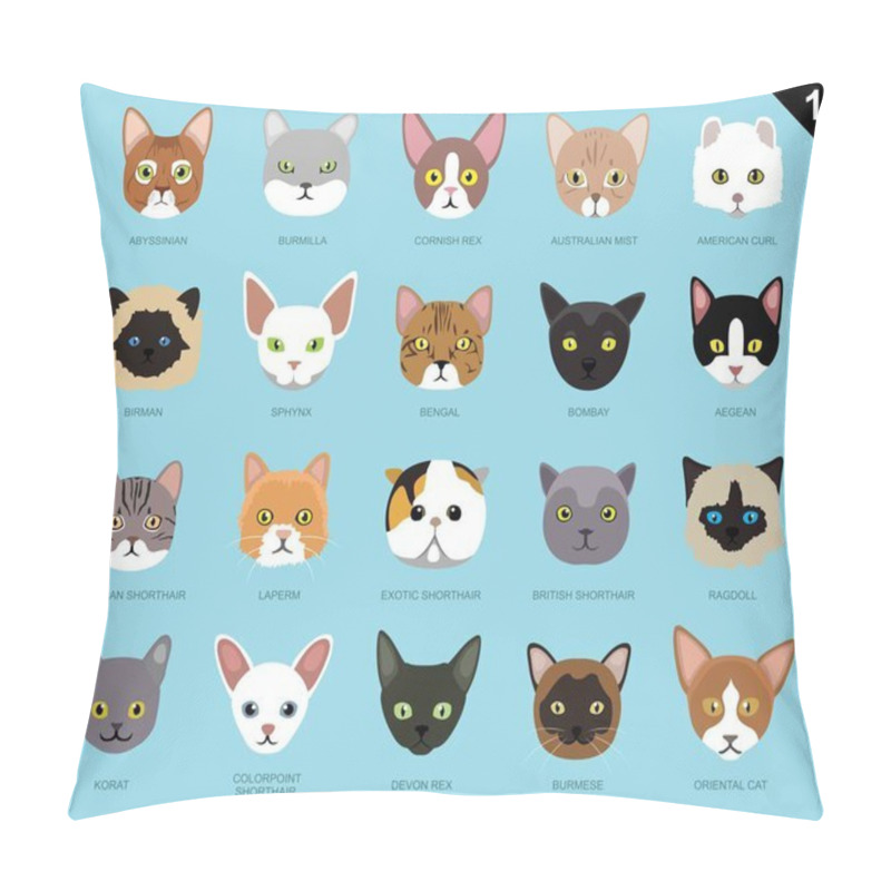 Personality  Cat Faces Icon Cartoon 1 Pillow Covers