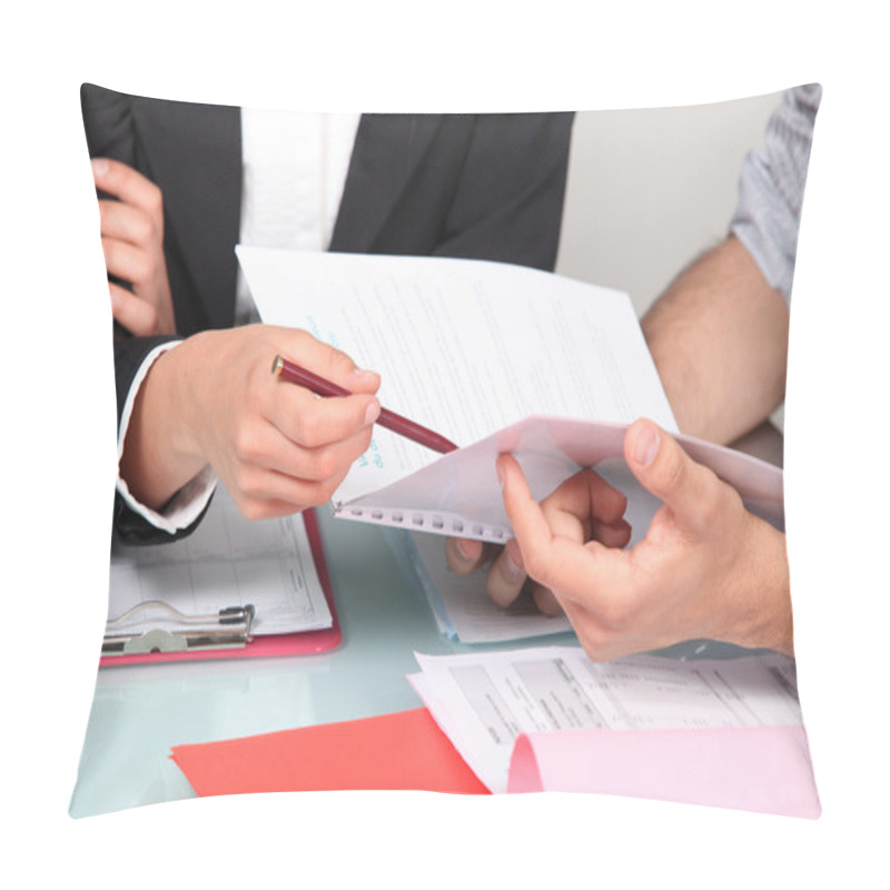 Personality  Business Discussing A Document Pillow Covers