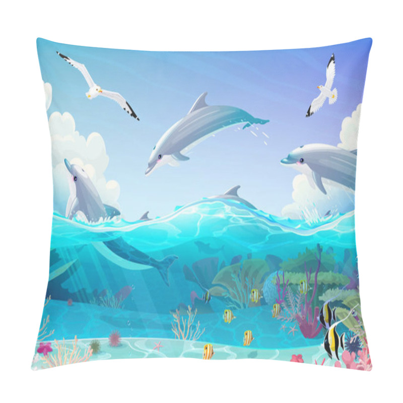 Personality  Vector Cartoon Underwater Sea Clipart Pillow Covers