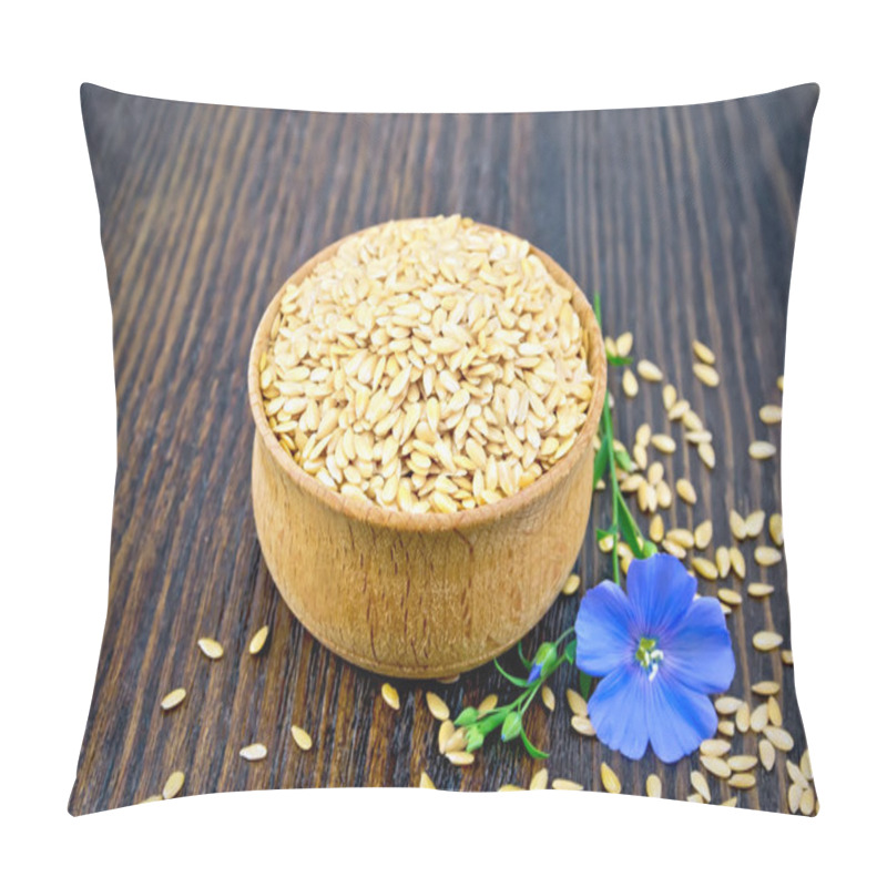 Personality  Flaxen White Seed In Bowl With Blue Flower On Board Pillow Covers