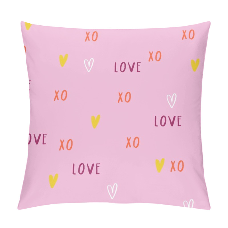 Personality  Beautiful Romantic Texture With Words Love XO And Hearts. Vector Seamless Pattern For Valentine's Day. Pillow Covers