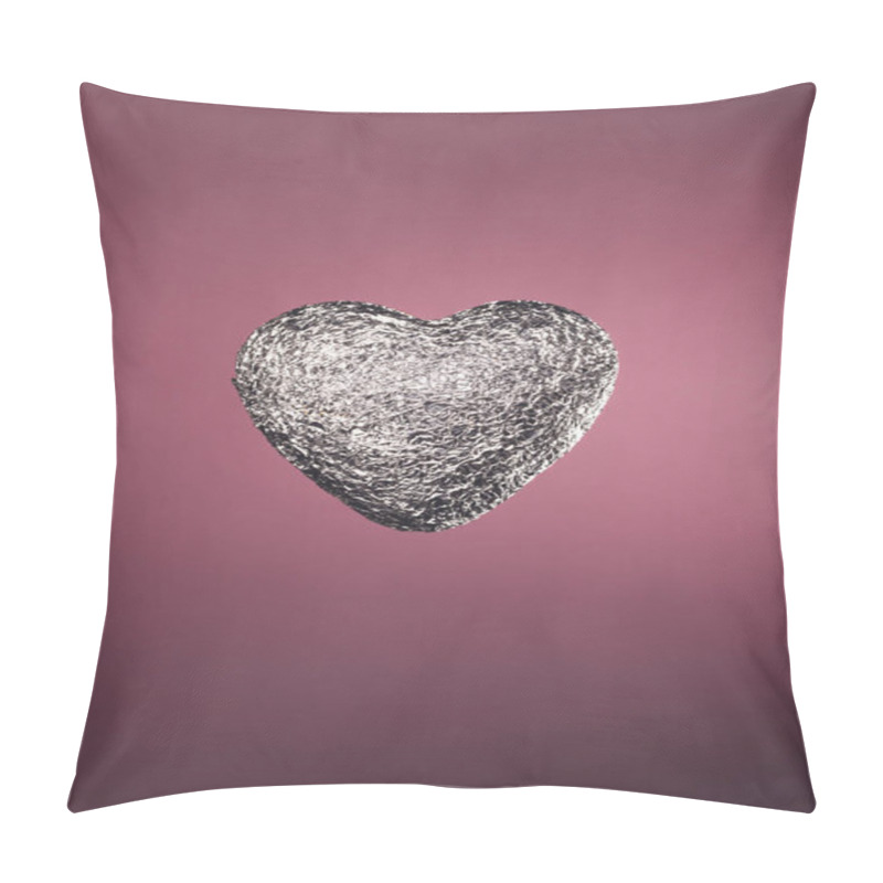 Personality  Heart Shaped Candy In Silver Wrapper Isolated On Pink Pillow Covers