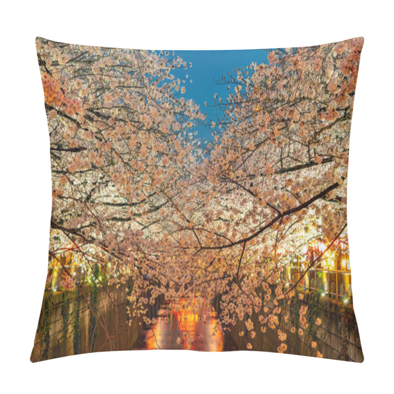 Personality  Cherry Blossom Season In Tokyo At Meguro River, Japan Pillow Covers