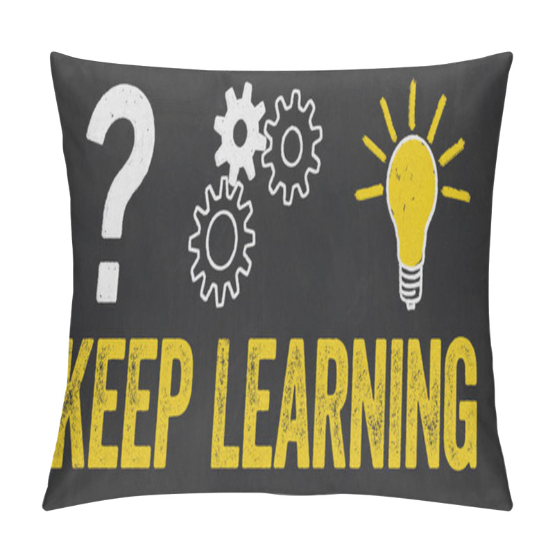 Personality  Question Mark, Gears, Light Bulb Concept - Keep Learning Pillow Covers