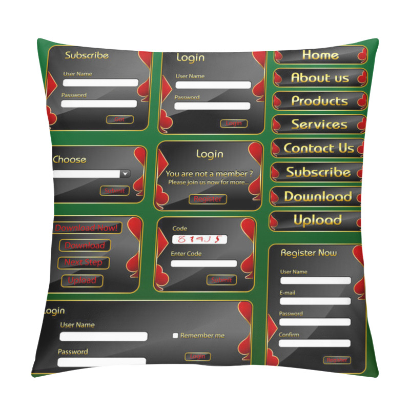 Personality  Web Form Template With Casino Concept Pillow Covers