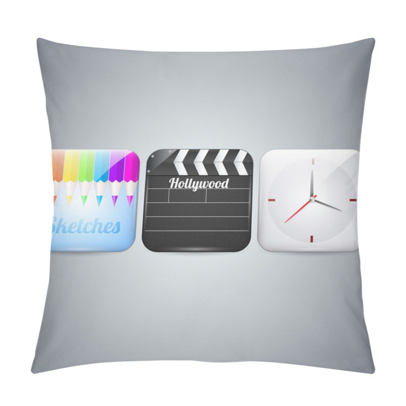 Personality  Icons Set Of Pencils, Clapboard And Clock. Pillow Covers