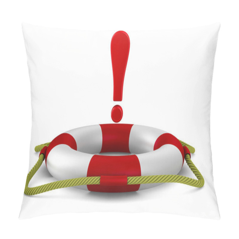 Personality  Exclamation Sign Into Lifebuoy On White Background. Isolated 3D  Pillow Covers