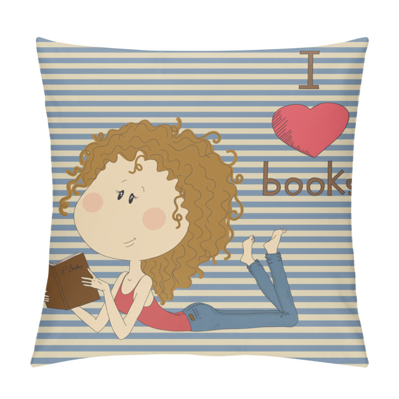 Personality  Illustration With Pretty Girl On Retro Background. Pillow Covers