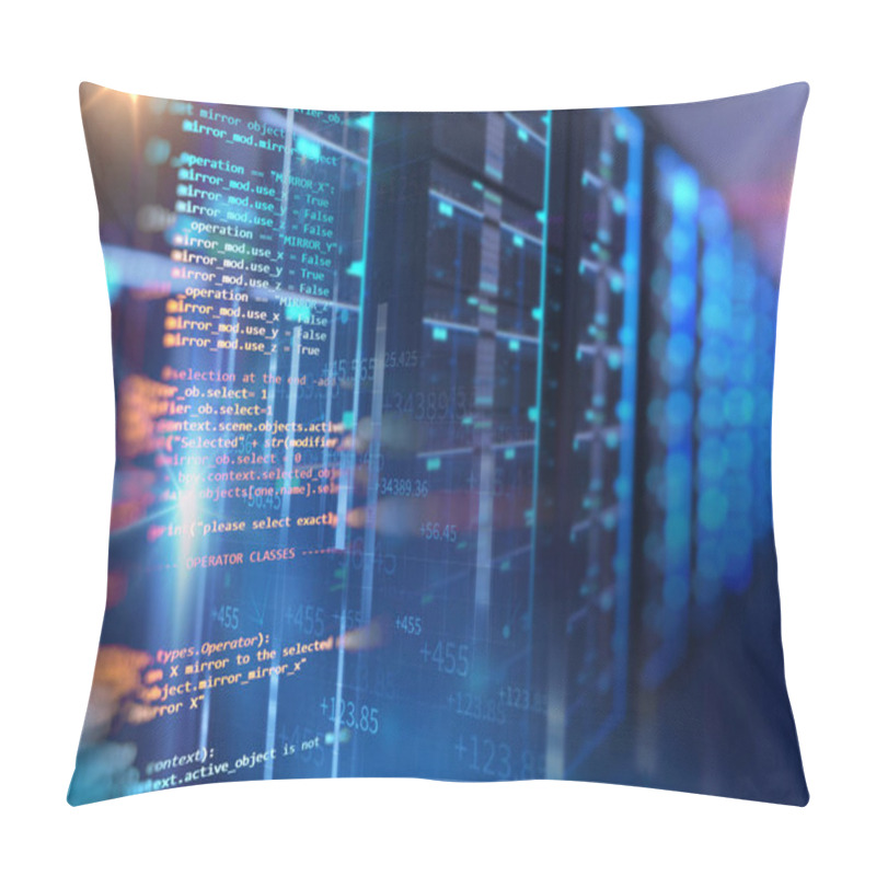 Personality  Server Room 3d Illustration With Programming Data  Design Elemen Pillow Covers