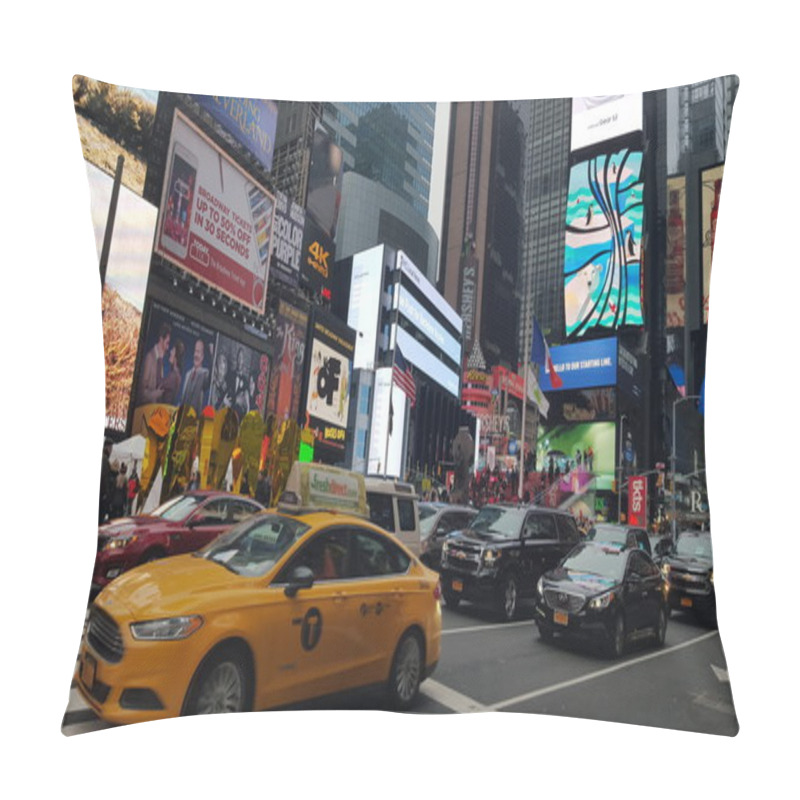 Personality  Times Square And Broadway On Manhattan, New York City, USA. Pillow Covers