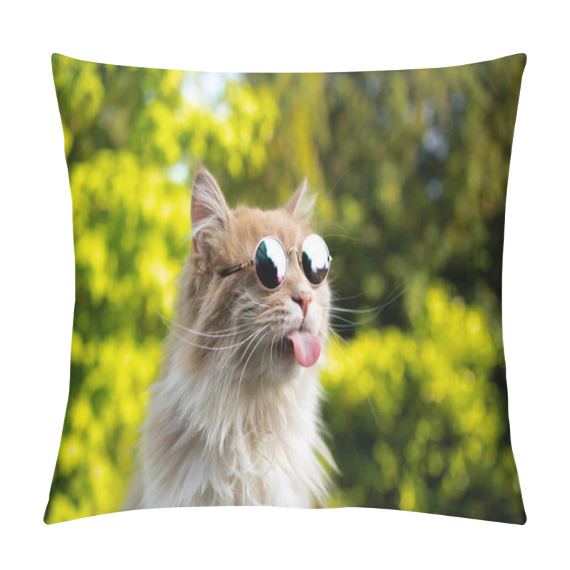 Personality  Cool Naughty Cat With Sunglasses Sticking Out Tonngue Pillow Covers