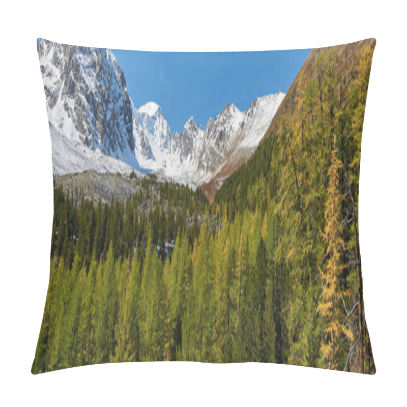 Personality  Mountains In The Autumn Sunny Day. Russia Western Siberia Mountain Landscape With A Forest In The Foreground. Pillow Covers