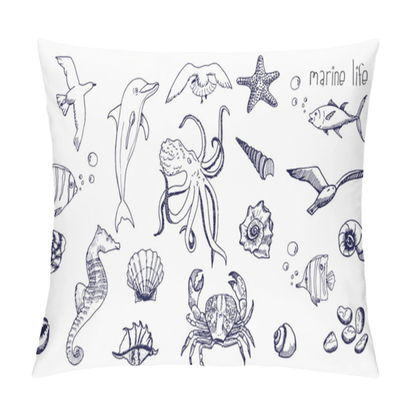 Personality  Sea Creatures Isolated On White Background.  Pillow Covers