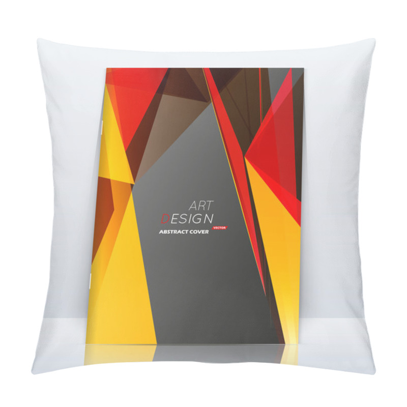 Personality  Abstract Composition. Patch Triangle Construction. Red, Yellow Section Trademark. Black A4 Brochure Title Sheet. Creative Figure Logo Icon. Commercial Offer Banner Form. Flyer Fiber. Headline Element Pillow Covers