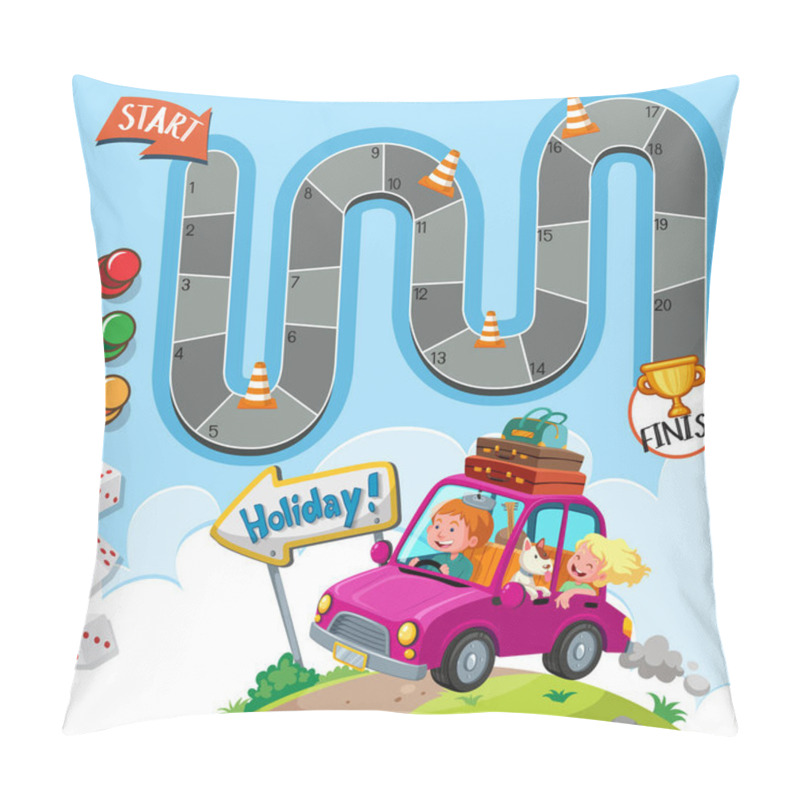 Personality  Boardgame With Family Driving On Road Background Pillow Covers