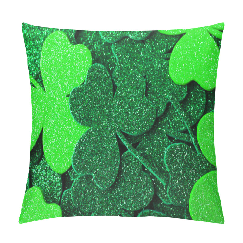 Personality  Green Clover Leaves As Background, Top View. St. Patrick's Day Celebration Pillow Covers