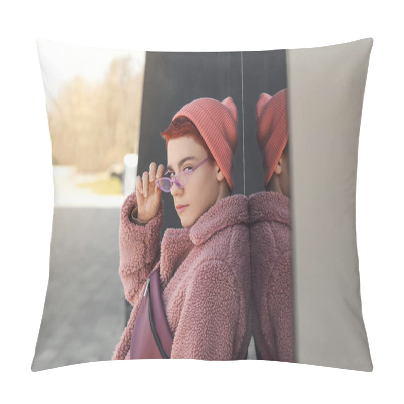 Personality  Portrait Of Non-binary Teenager Outdoors Pillow Covers