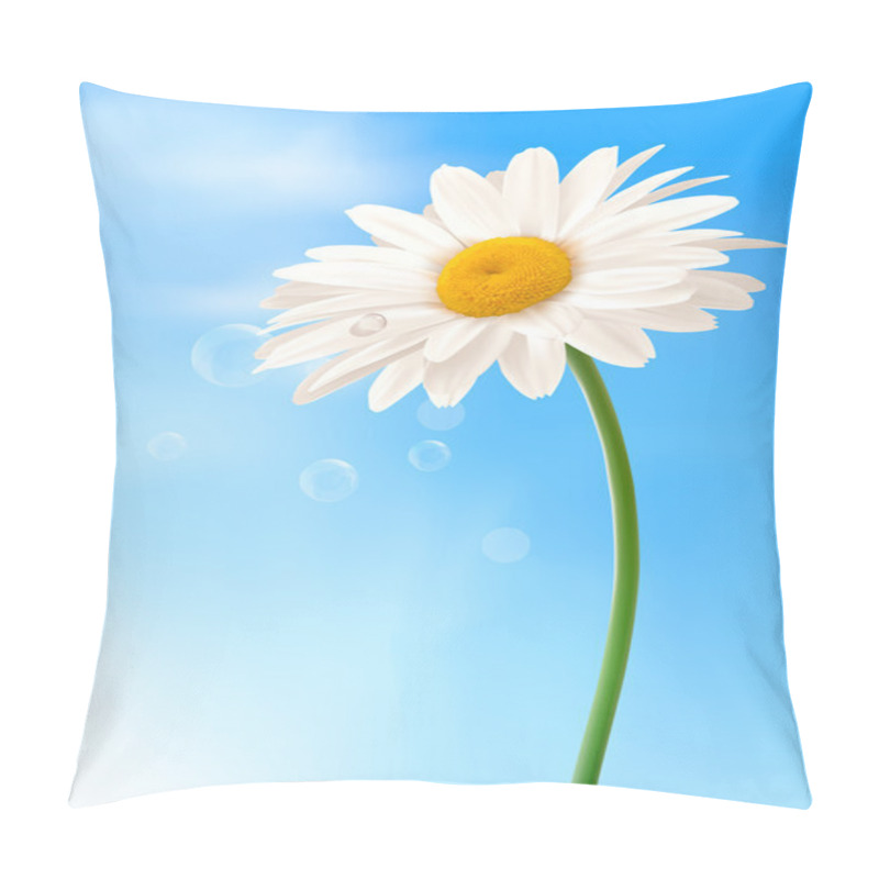 Personality  Beautiful White Daisy In Front Of The Blue Sky Vector Pillow Covers