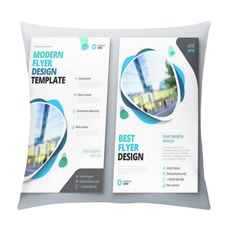 Personality  Flyer Template Layout Design. Business Flyer, Brochure, Magazine Or Flier Mockup In Bright Colors. Vector Pillow Covers