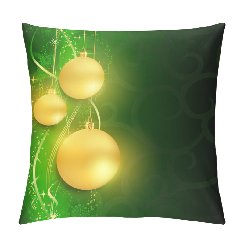 Personality  Golden Baubles On Dark Green Background Pillow Covers