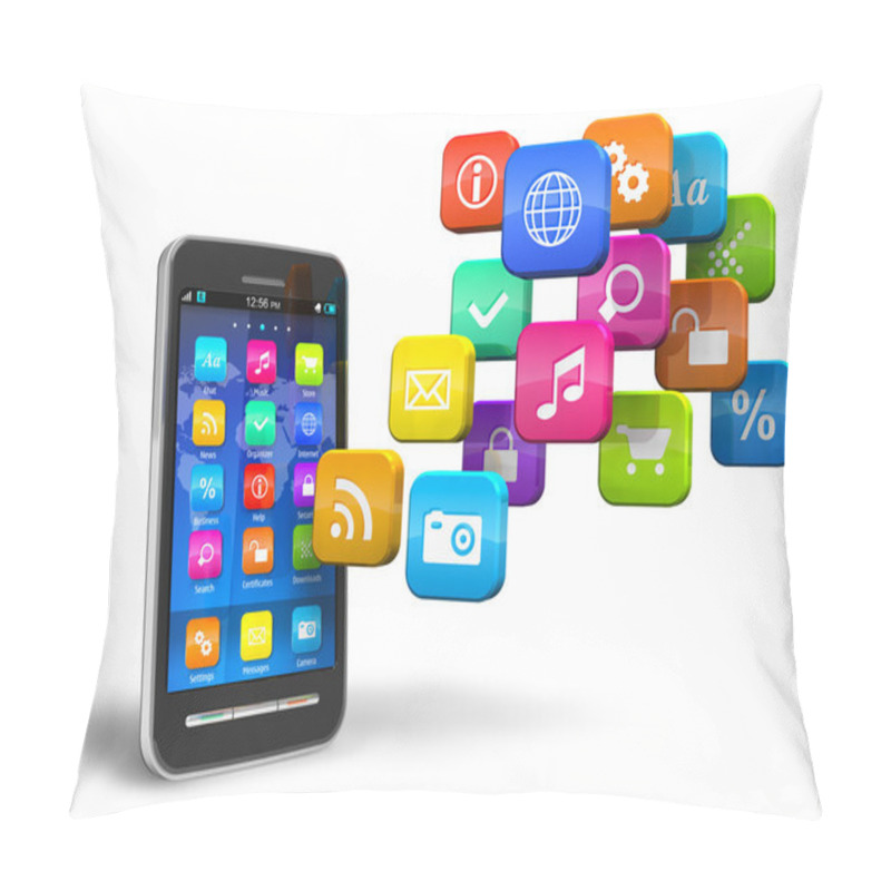 Personality  Smartphone With Cloud Of Application Icons Pillow Covers