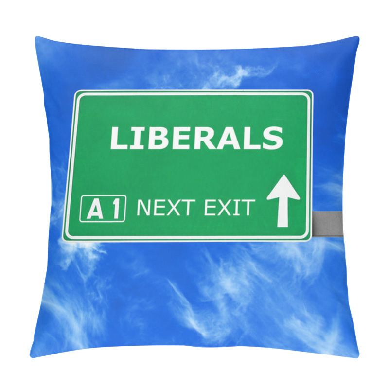 Personality  LIBERALS Road Sign Against Clear Blue Sky Pillow Covers