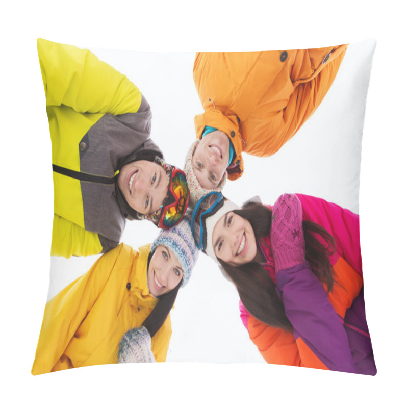 Personality  Happy Friends In Ski Goggles Outdoors Pillow Covers