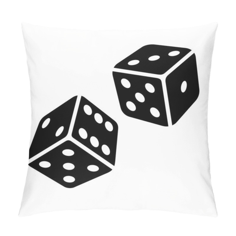 Personality  Two Black Dice Cubes On White Background. Vector Pillow Covers