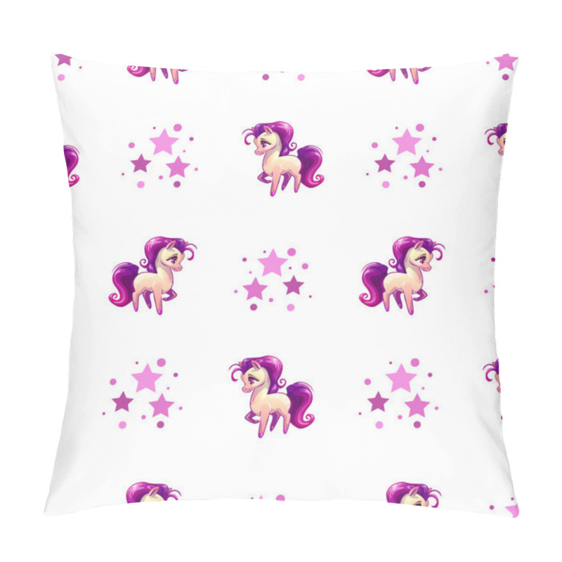 Personality  Cute Seamless Pattern With Little Cartoon Horse Pillow Covers