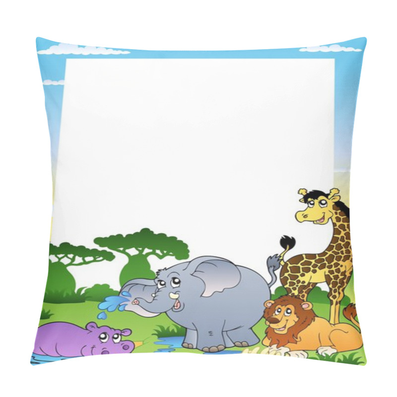 Personality  Frame With Four African Animals Pillow Covers