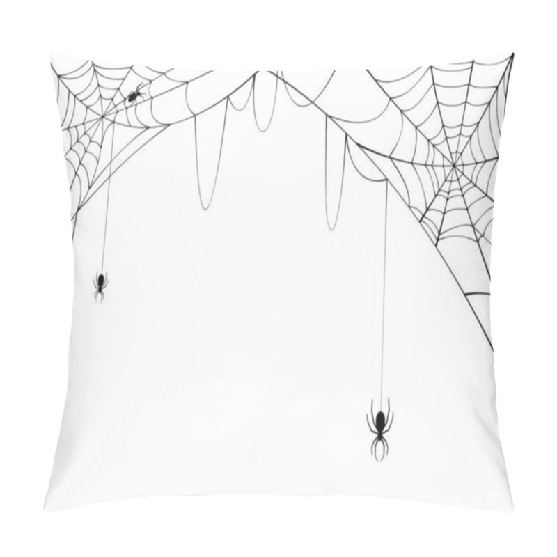 Personality  Black Spiders With Torn Web. Scary Spider Web For Halloween. Pillow Covers