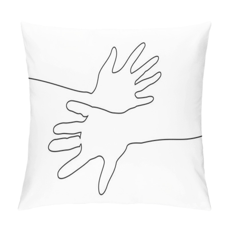 Personality  Abstract Hands Togehter Continuous One Line Draw Pillow Covers