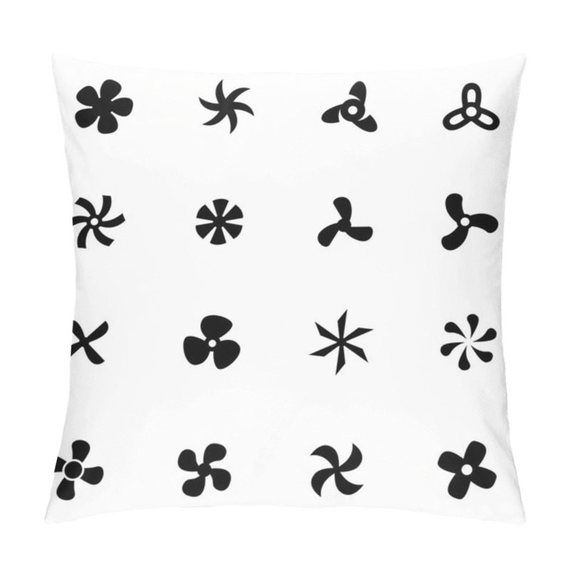 Personality  Vector Black Fans And Propellers Icons Set Pillow Covers