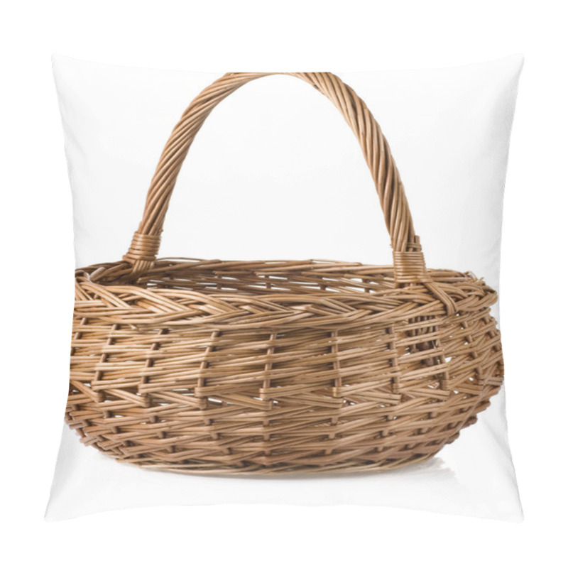 Personality  Wicker Basket Isolated On White Pillow Covers