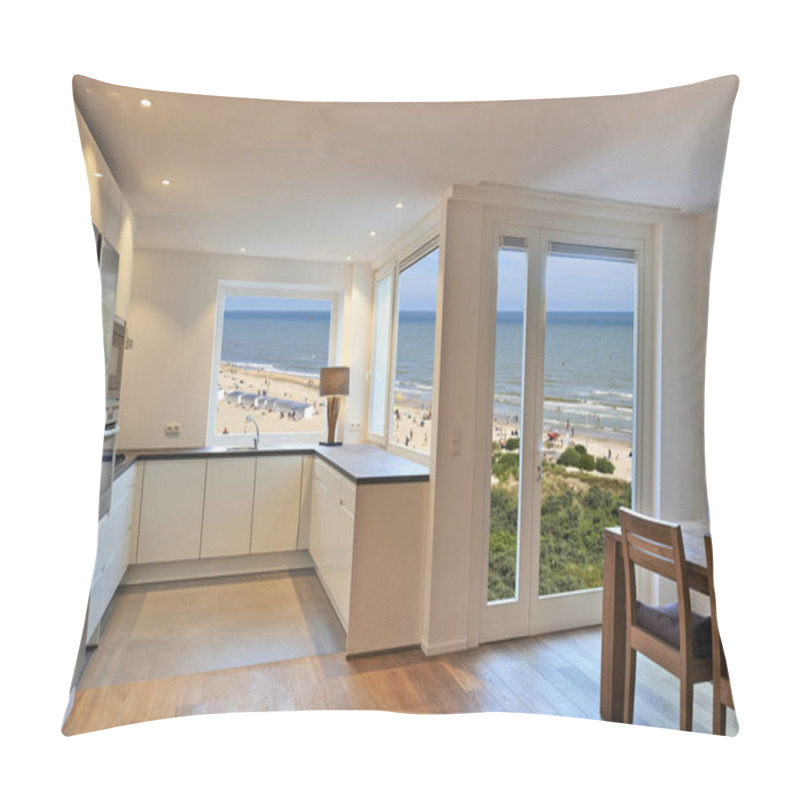 Personality  Kitchen In Renovated House With View On Beach At Summer Pillow Covers