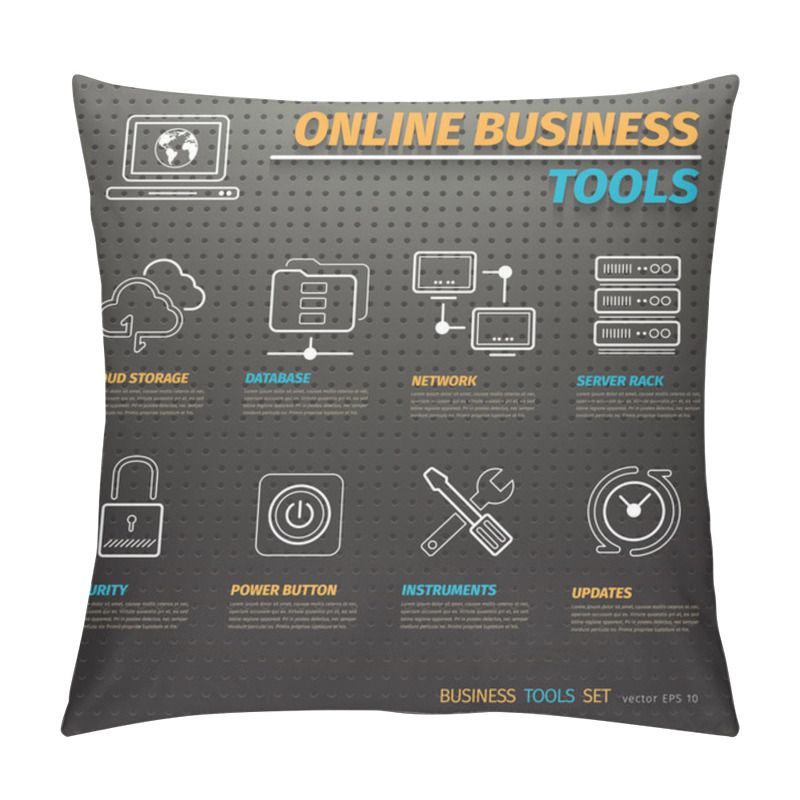 Personality  Online Business Tools On Dark Pegboard Pillow Covers