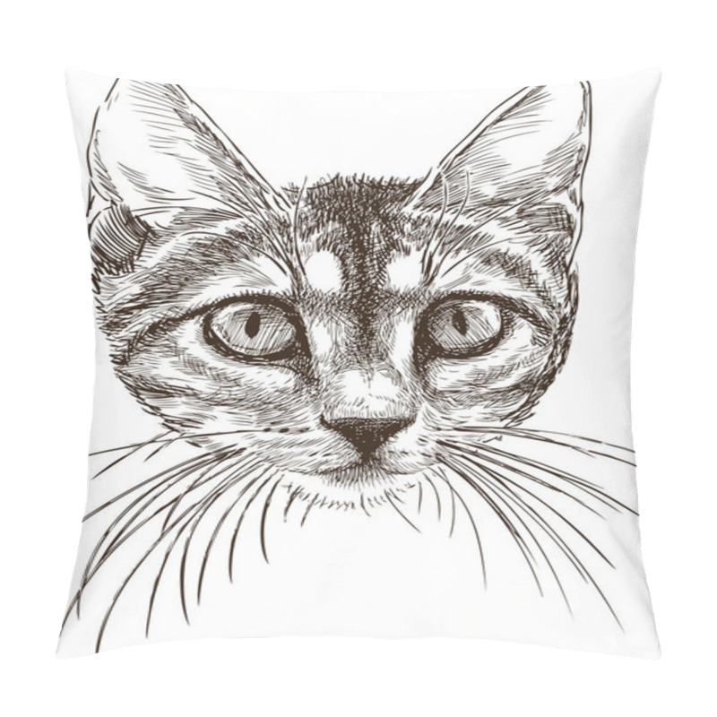 Personality  Sketch Portrait Of A Small Kitten Pillow Covers