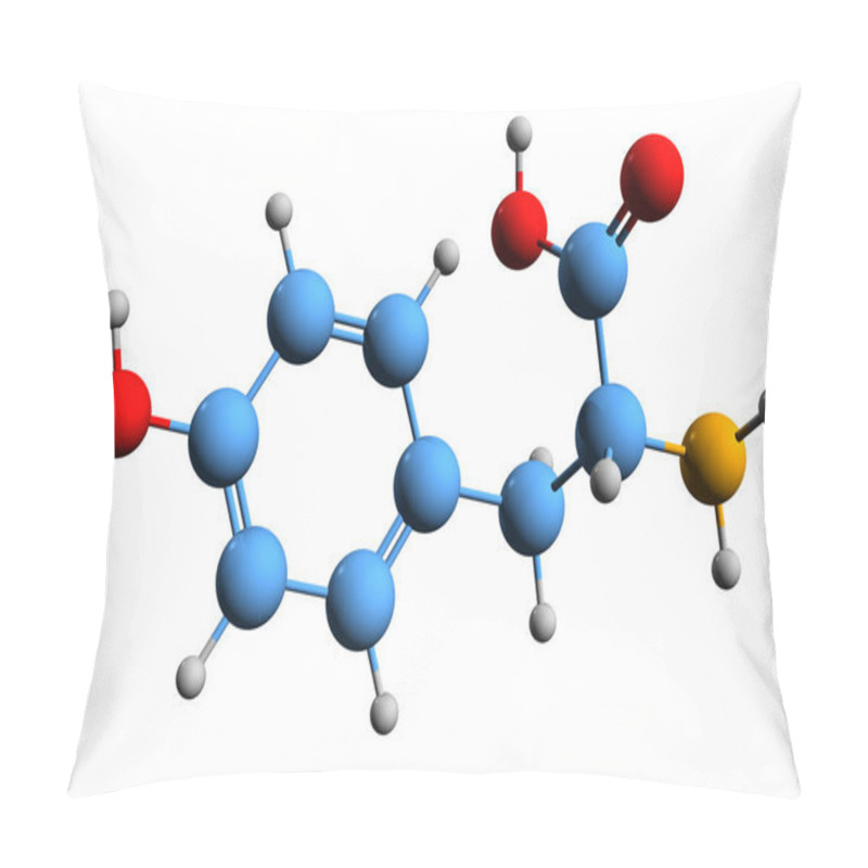 Personality  3D Image Of Tyrosine Skeletal Formula - Molecular Chemical Structure Of 4-hydroxyphenylalanine Isolated On White Background Pillow Covers