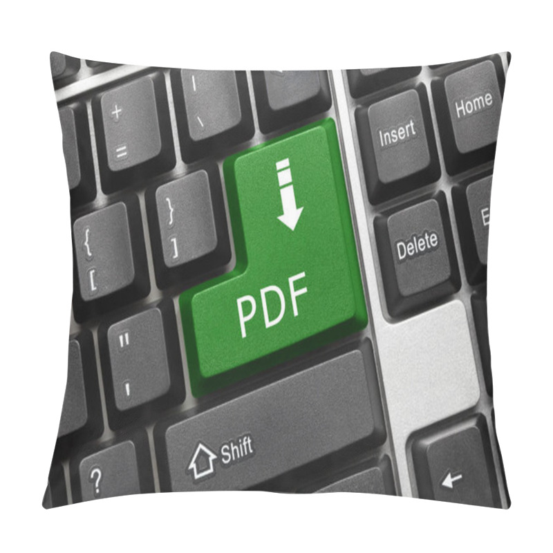 Personality  Close-up View On Conceptual Keyboard - PDF (green Key) Pillow Covers