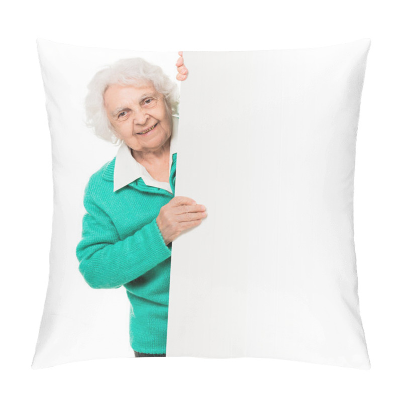 Personality  Elderly Woman Alongside Of Ad Board Pillow Covers