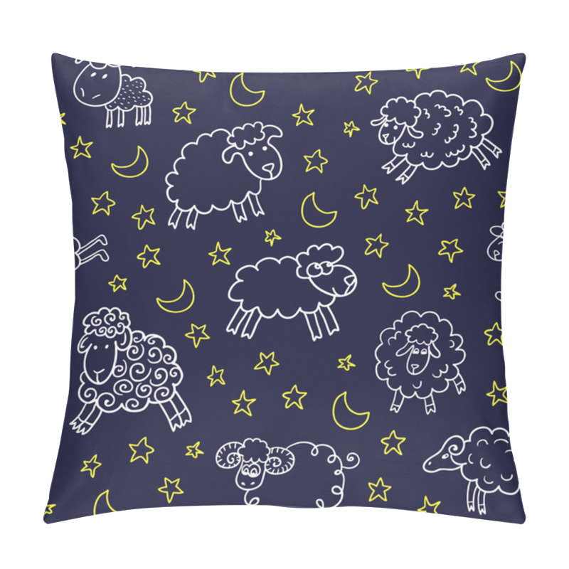 Personality  Seamless Pattern With Sheep In Night Pillow Covers