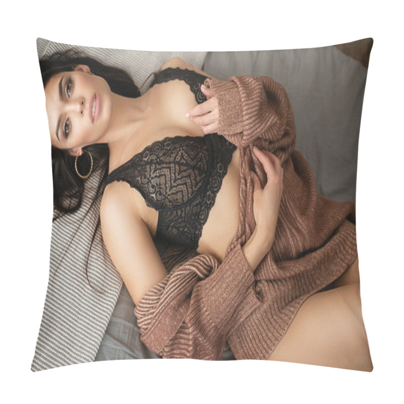 Personality  The Girl, A Model In Beautiful Linen In Bed In The Early Morning. Beauty, Tenderness, Fashion, Lifestyle. Pillow Covers