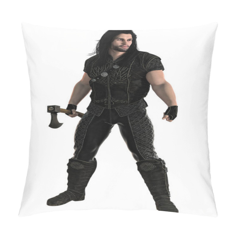 Personality  3D Digital Rendering Of A Male Fantasy Medieval Ranger Or Nobleman Holding An Axe Blade Weapon. Particularly Suited To Book Cover Art And Design In The Historical And Highlander Romance, Fantasy, Elven Genres. Isolated On A White Background. One Of A Pillow Covers