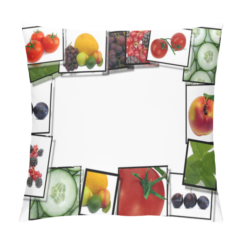 Personality  Film Frames With Fresh Healthy Food Images, Border On White B Pillow Covers