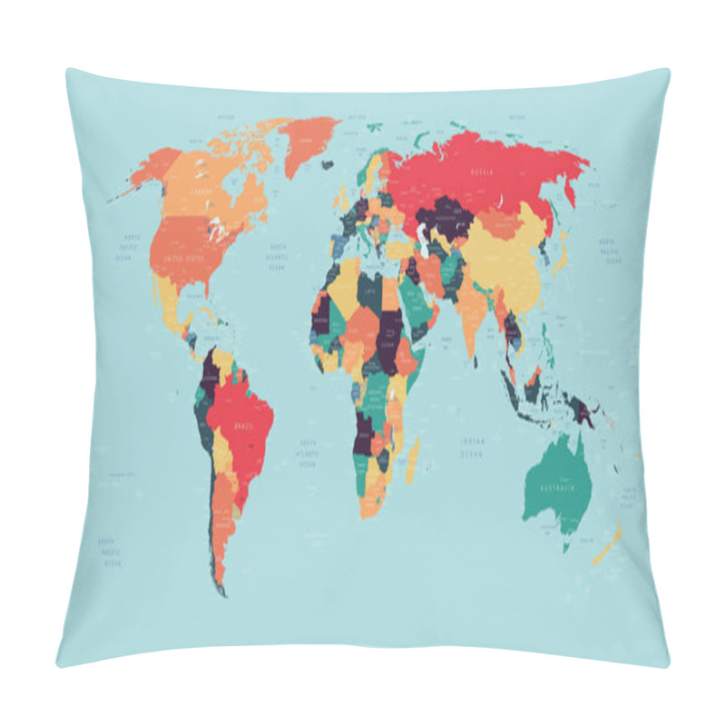 Personality  World Political Vector Detailed Map Pillow Covers