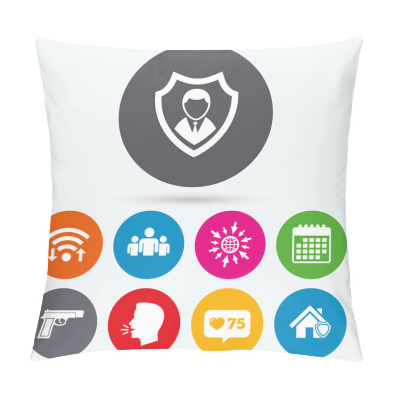 Personality  Security Agency Icons. Home Shield Protection. Pillow Covers