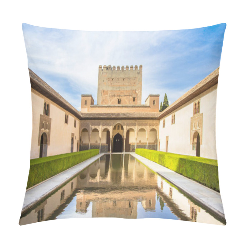 Personality  Beautiful courtyard of Alhambra Comares Patio, Granada, Andalucia, Spain pillow covers